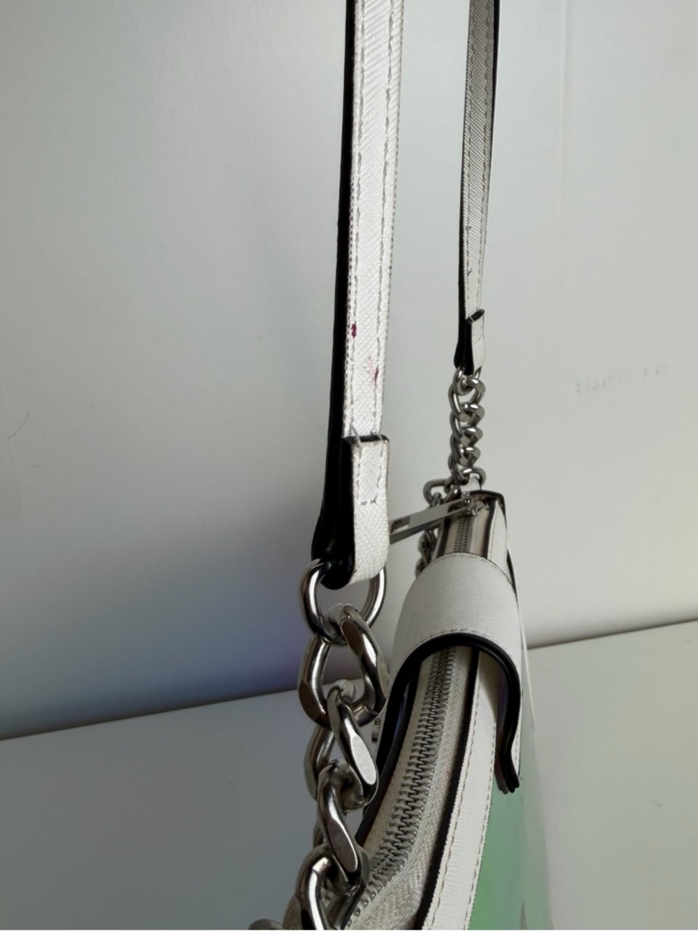 ALDO White Shoulder Bag with Iridescent Front Panel - Picture 11 of 13